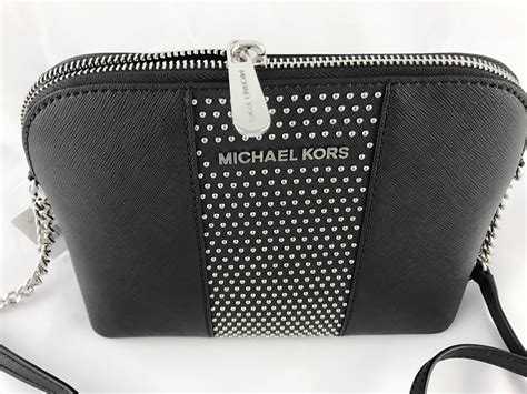 michael kors black bag silver chain